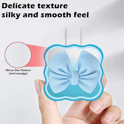 4 in 1 Silicone Case for Apple 20W USB-C Power Adapter Protective Cover for Apple iPhone Charger 20W/18W Adapter with Spiral Wire Saver (Charger Not Included)